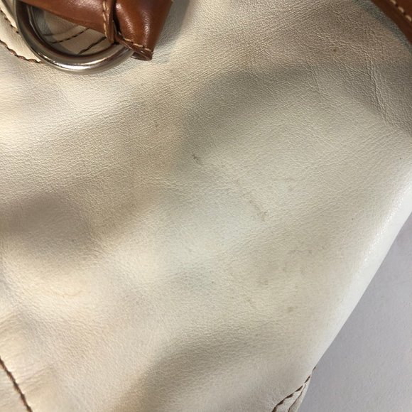 Coach Hampton Soho Leather White Tan Flap Satchel - Picture 5 of 8